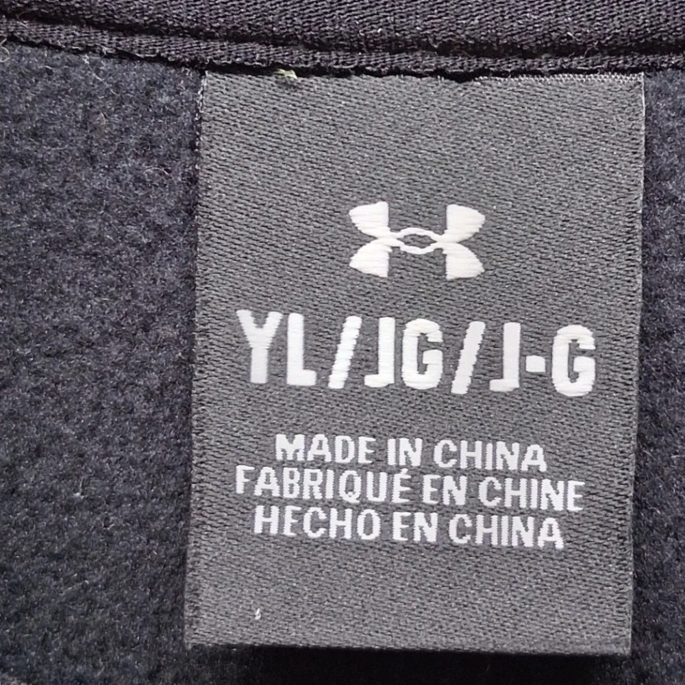 Under Armour Boys Youth Large Camo Sherpa Fleece Snap Mock Neck Pullover Green
